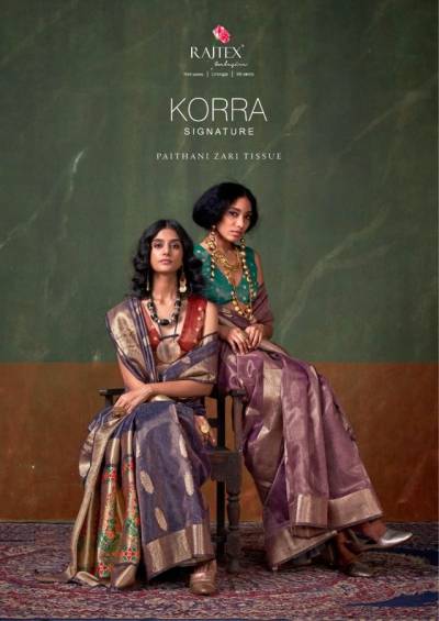 RAJTEX KORRA SIGNATURE 409001 TO 409006 WEAVING SAREE WHOLESALER IN INDIA